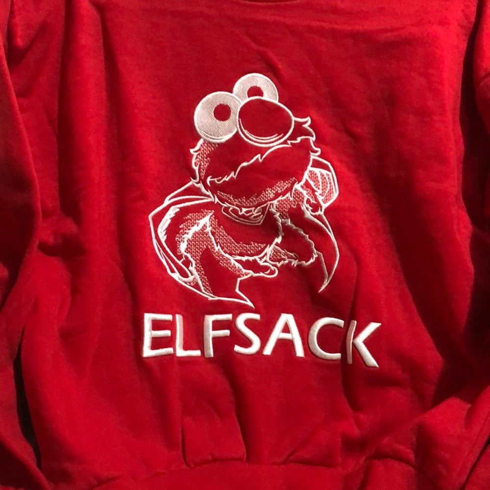 Red Sesame Street sweatshirt with stitch work